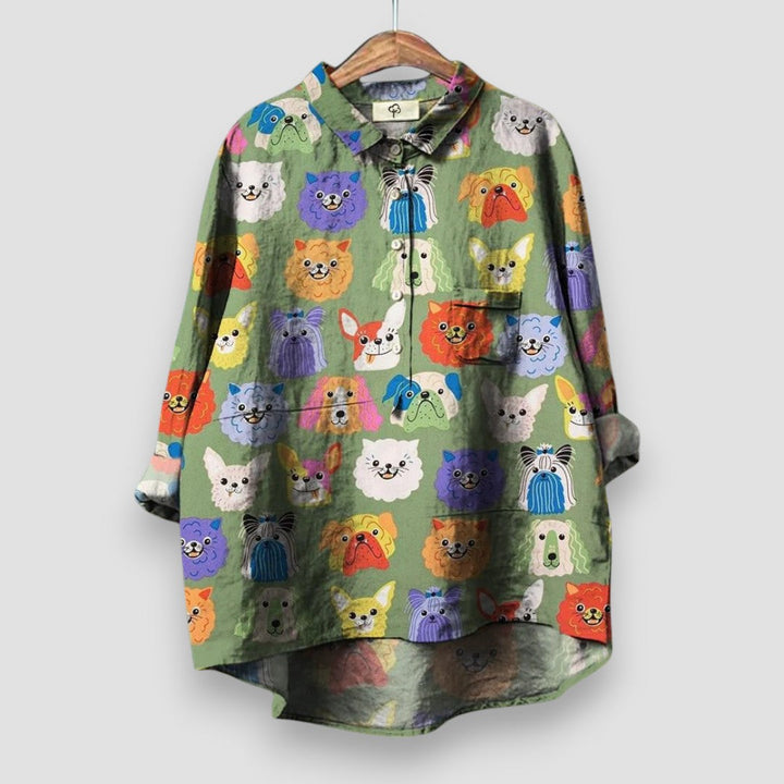 VanBruggen™ | Damesblouse met hondenprint